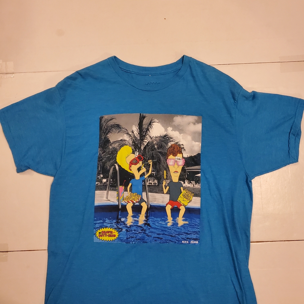MTV Mike Judge Beavis And Butt-Head By The Pool Men's Graphic Print T-Shirt 2XL